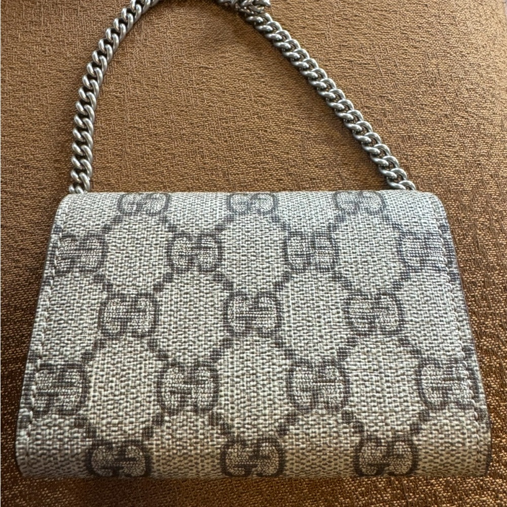 Authentic GUCCI GG Supreme Monogram Dionysus Coin Purse in Taupe - Picture 2 of 8